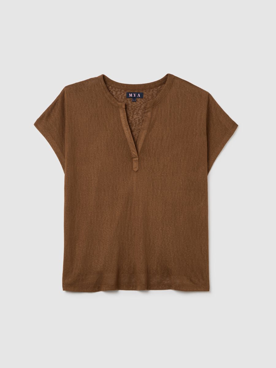 Regular fit women's brown mixed top_0