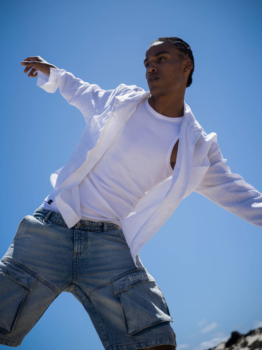 Denim Cargo Shorts Light Blue_0
