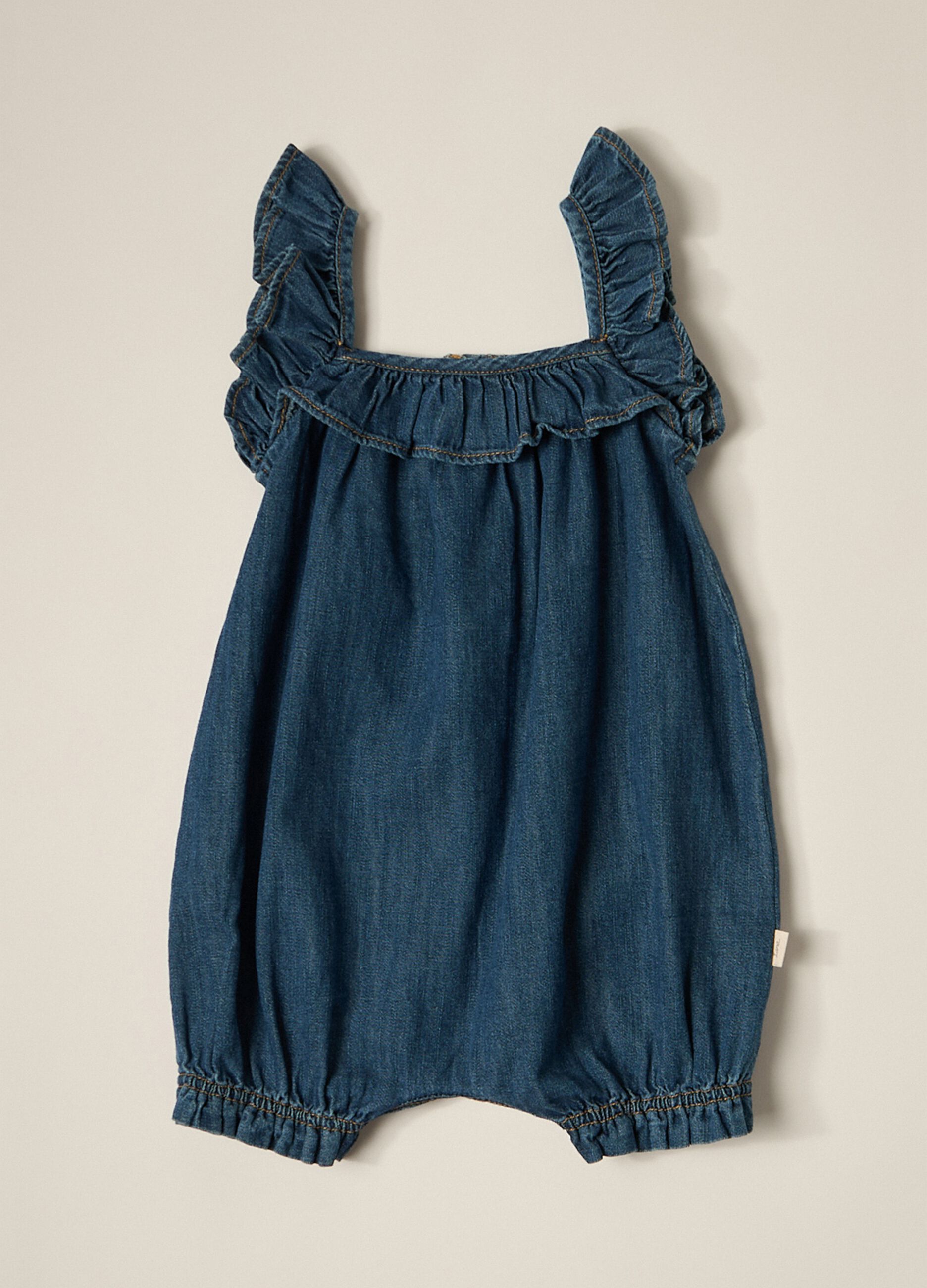 Pagliaccetto in denim di puro cotone IANA neonata
