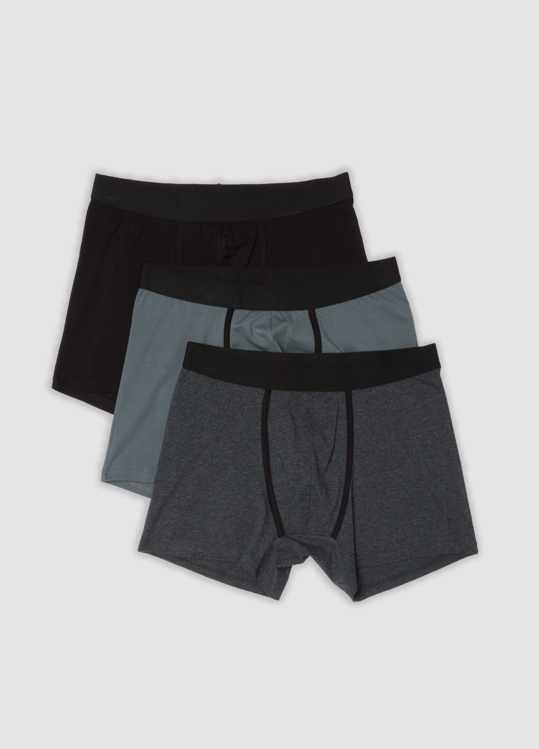 Pack of 3 grey midi boxer briefs in stretch organic cotton