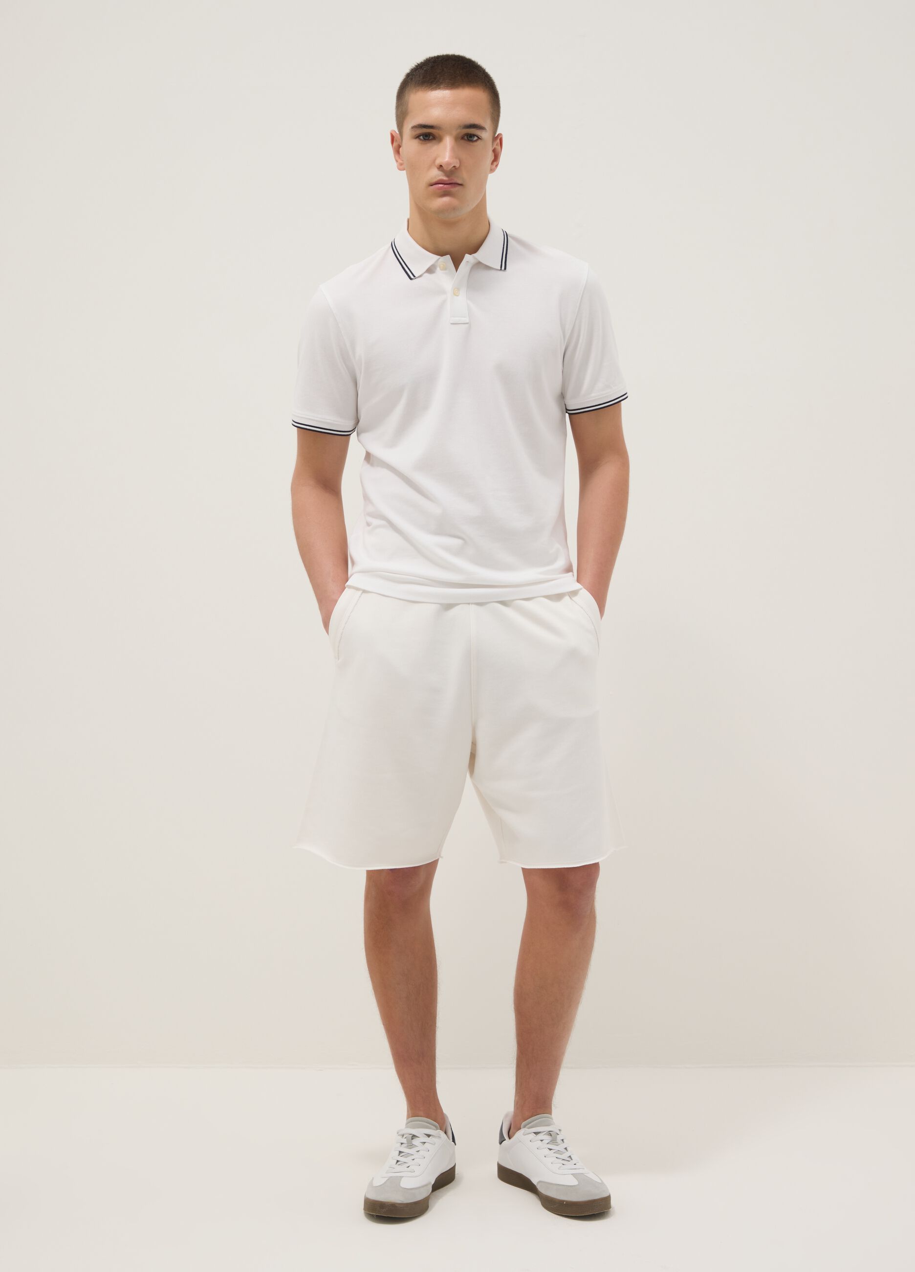 White relaxed-fit cotton-blend shorts