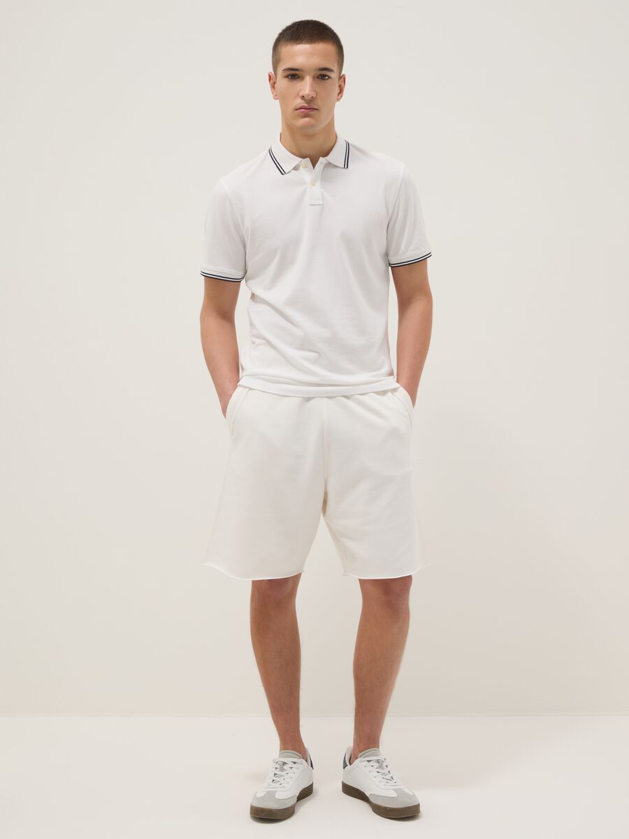White relaxed-fit cotton-blend shorts_0
