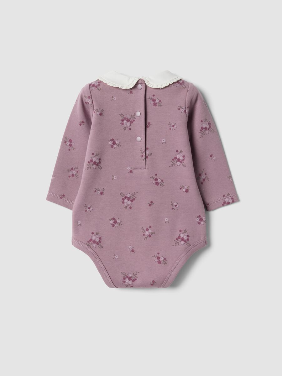 Purple organic cotton bodysuit with collar_1