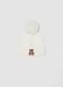 White ribbed viscose-blend beanie with pompom_0
