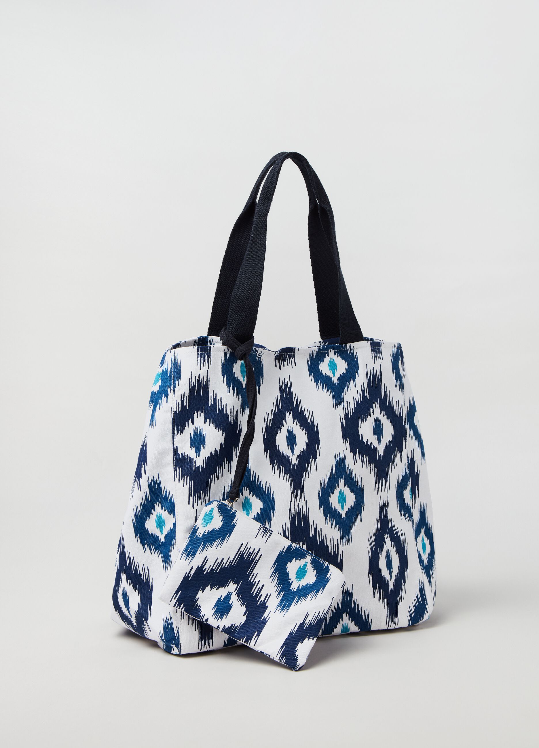 Borsa shopper con stampa ikat_1