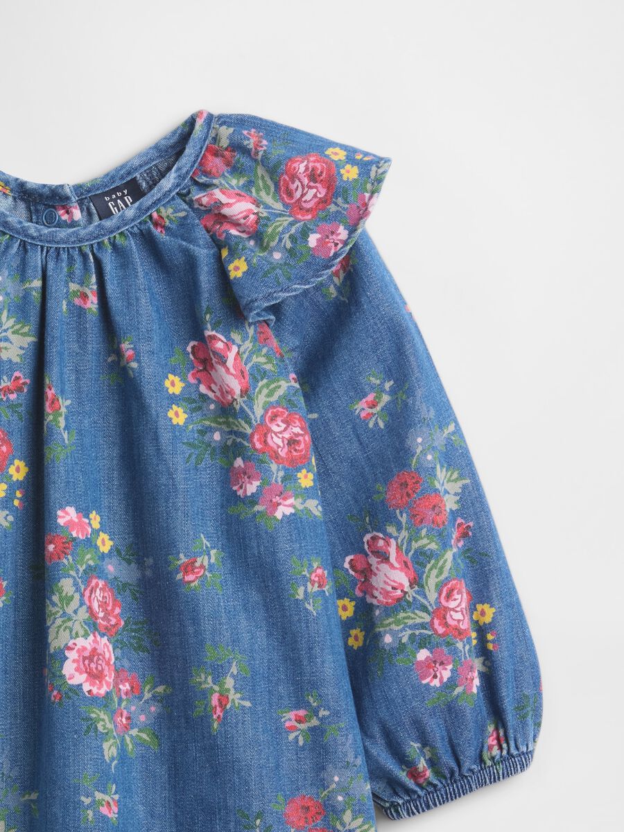 Denim dress with floral print_2