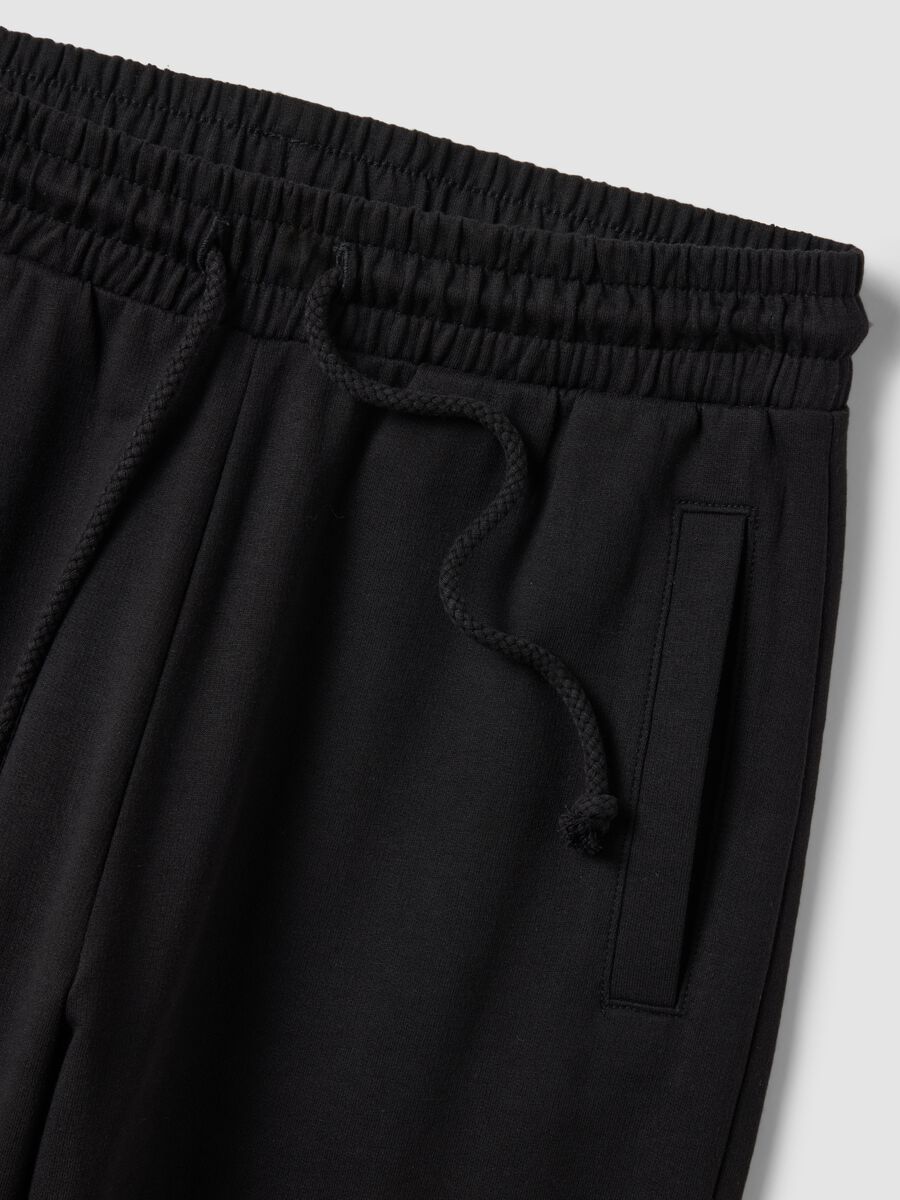 Black pure cotton joggers, regular fit_5