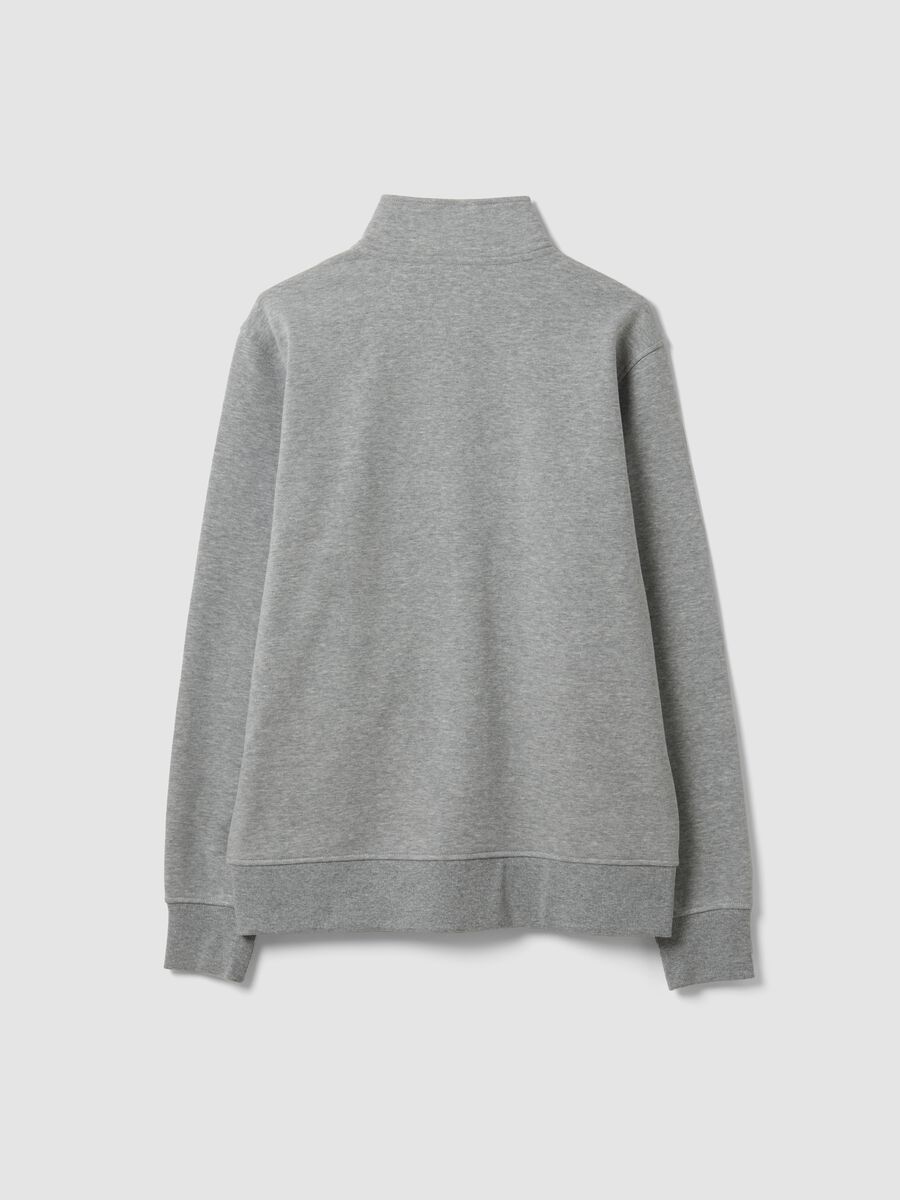 Felpa grigia in misto cotone con girocollo e zip regular fit_2