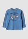 Blue pure organic cotton T-shirt with teddy bear print_0