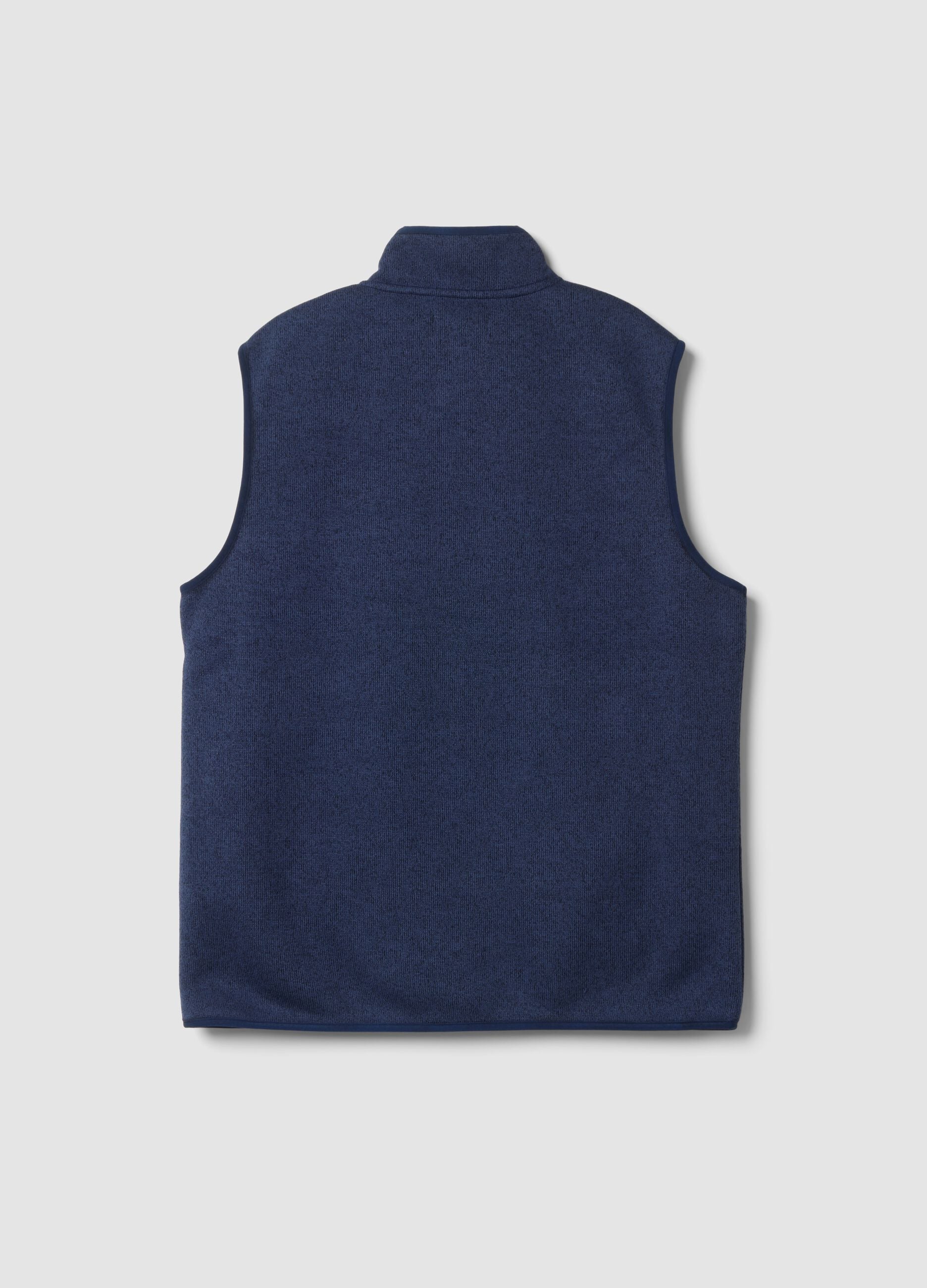 Navy blue sherpa gilet with collar and zip
