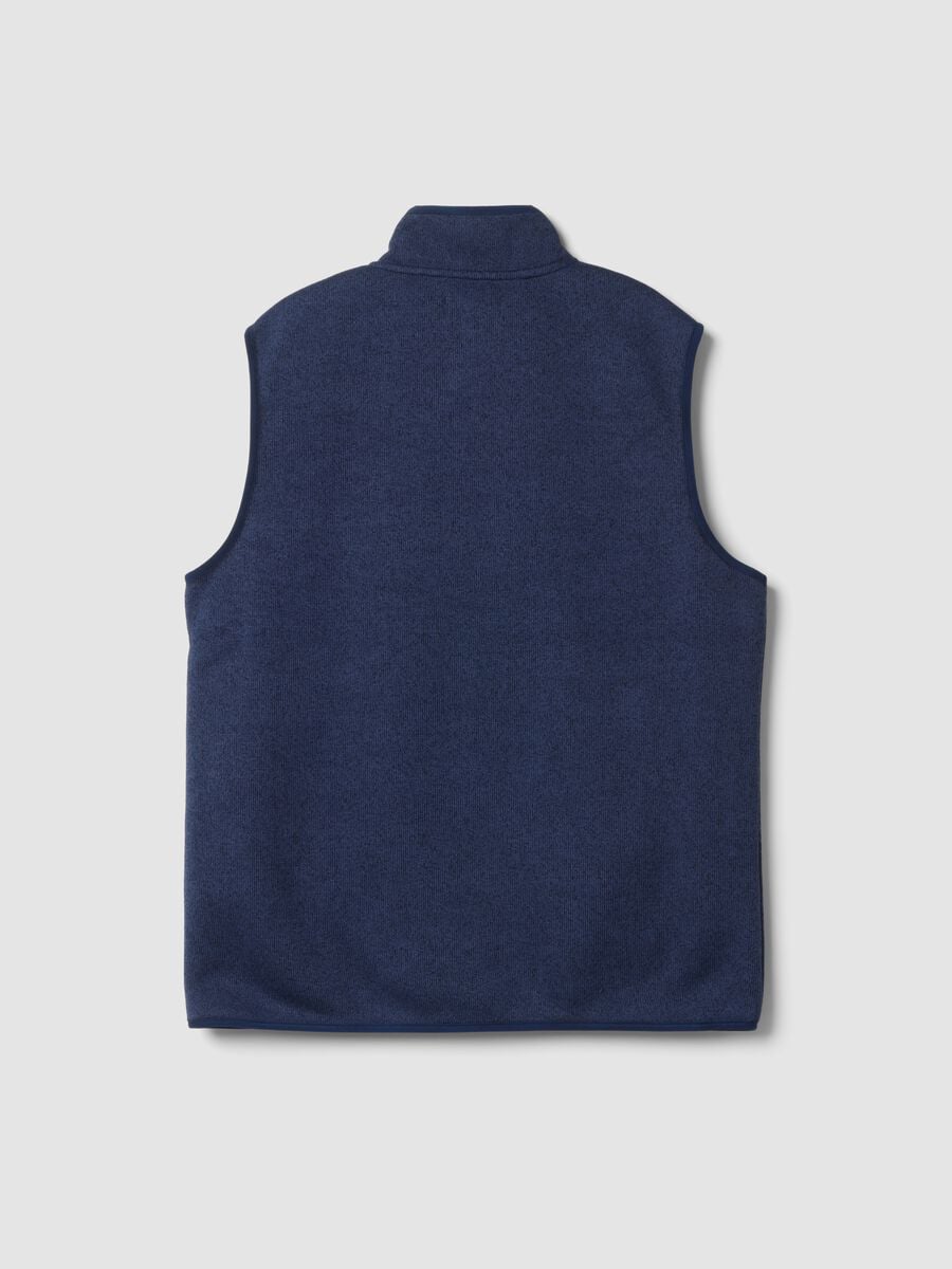 Navy blue sherpa gilet with collar and zip_2