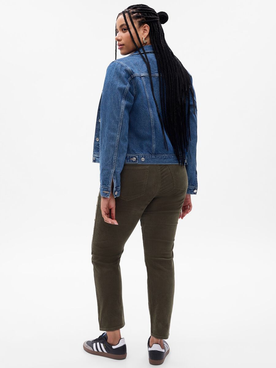 Pantaloni slim fit a vita alta in corduroy_4
