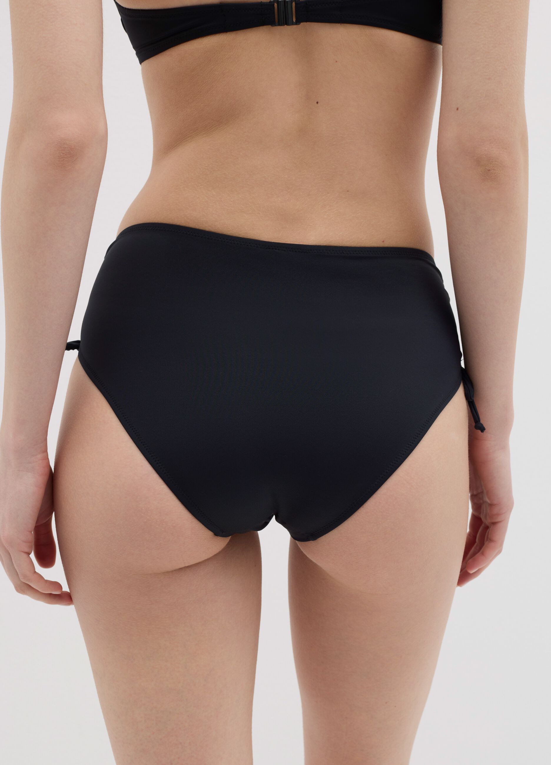 Black bikini French knickers with gathering