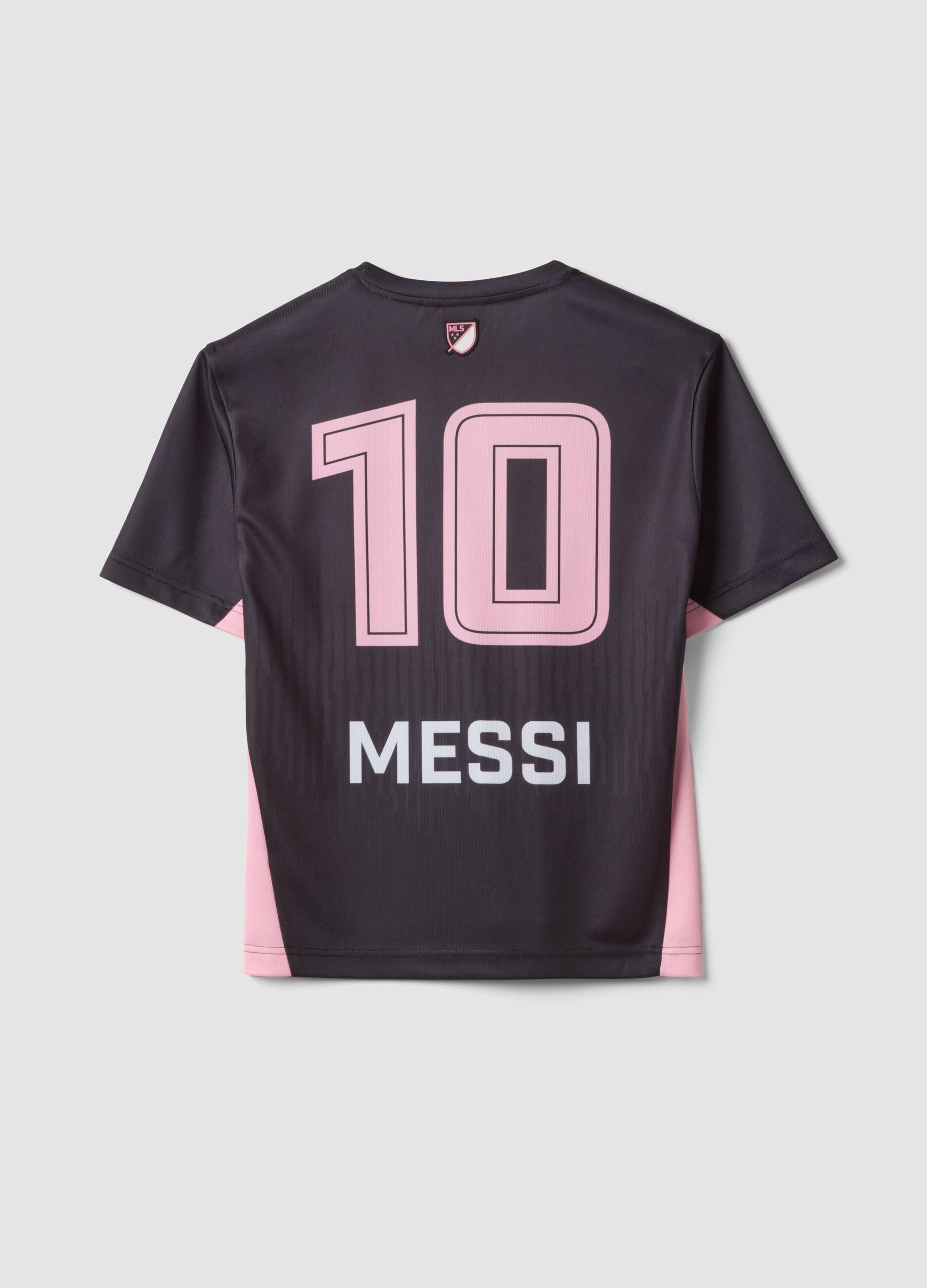 Black short-sleeved T-shirt with sporty print, regular fit