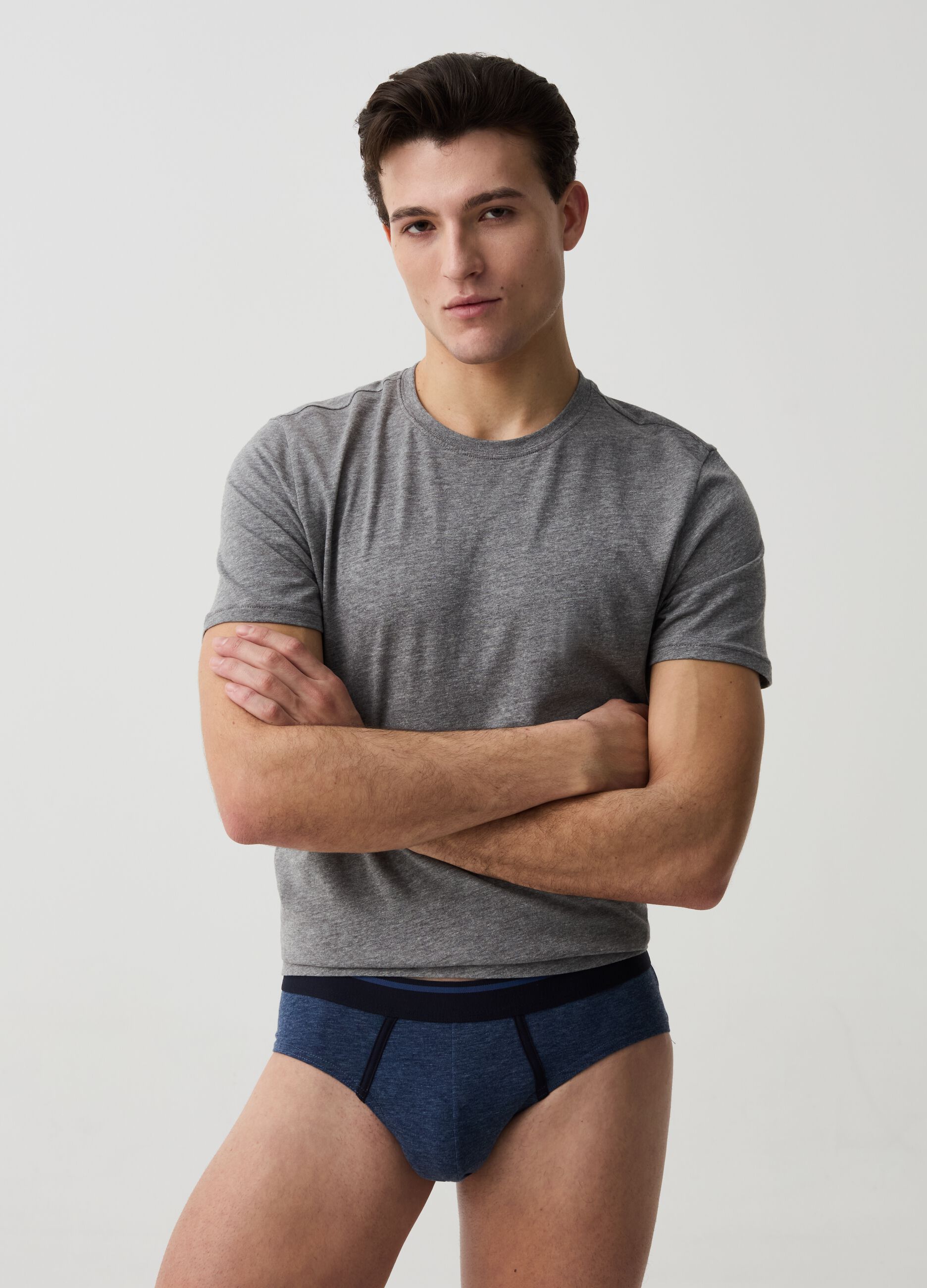 Three-pack briefs with striped trim