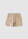 Beige organic cotton shorts with all-over print_1