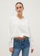 Oversized white cotton blend sweatshirt with V-neck_2