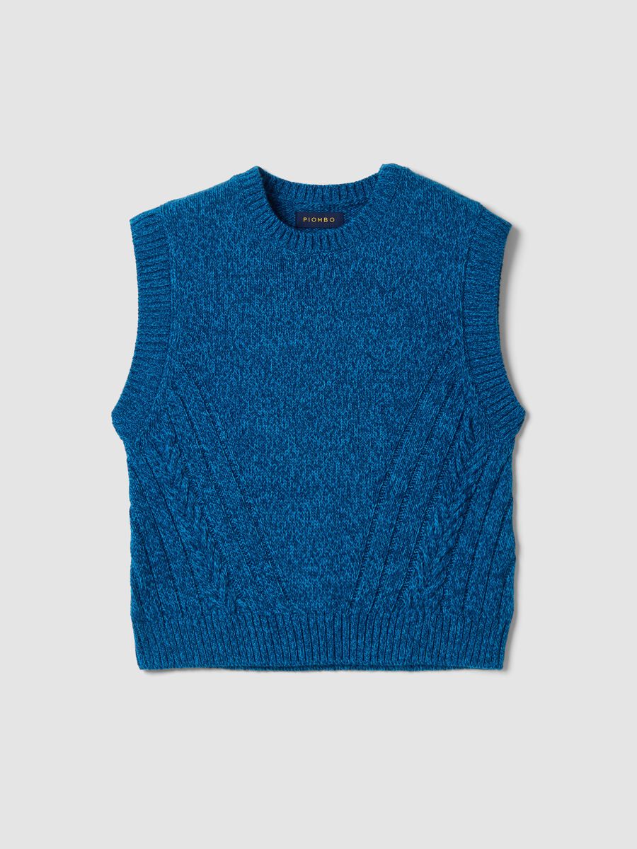 Blue wool-blend crew-neck vest with oversized fit_4