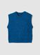 Blue wool-blend crew-neck vest with oversized fit_4