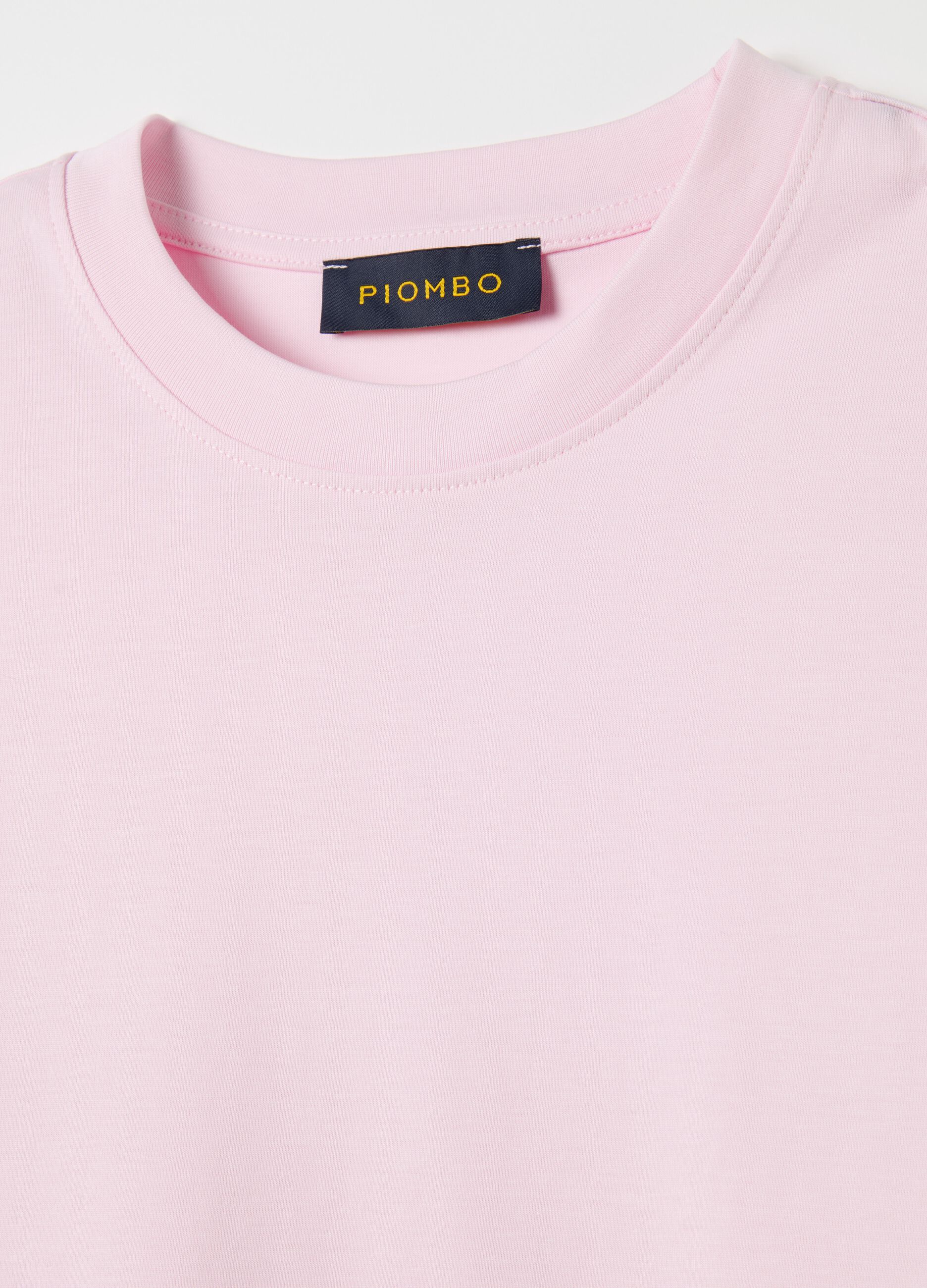 T-shirt girocollo in cotone tinta unita