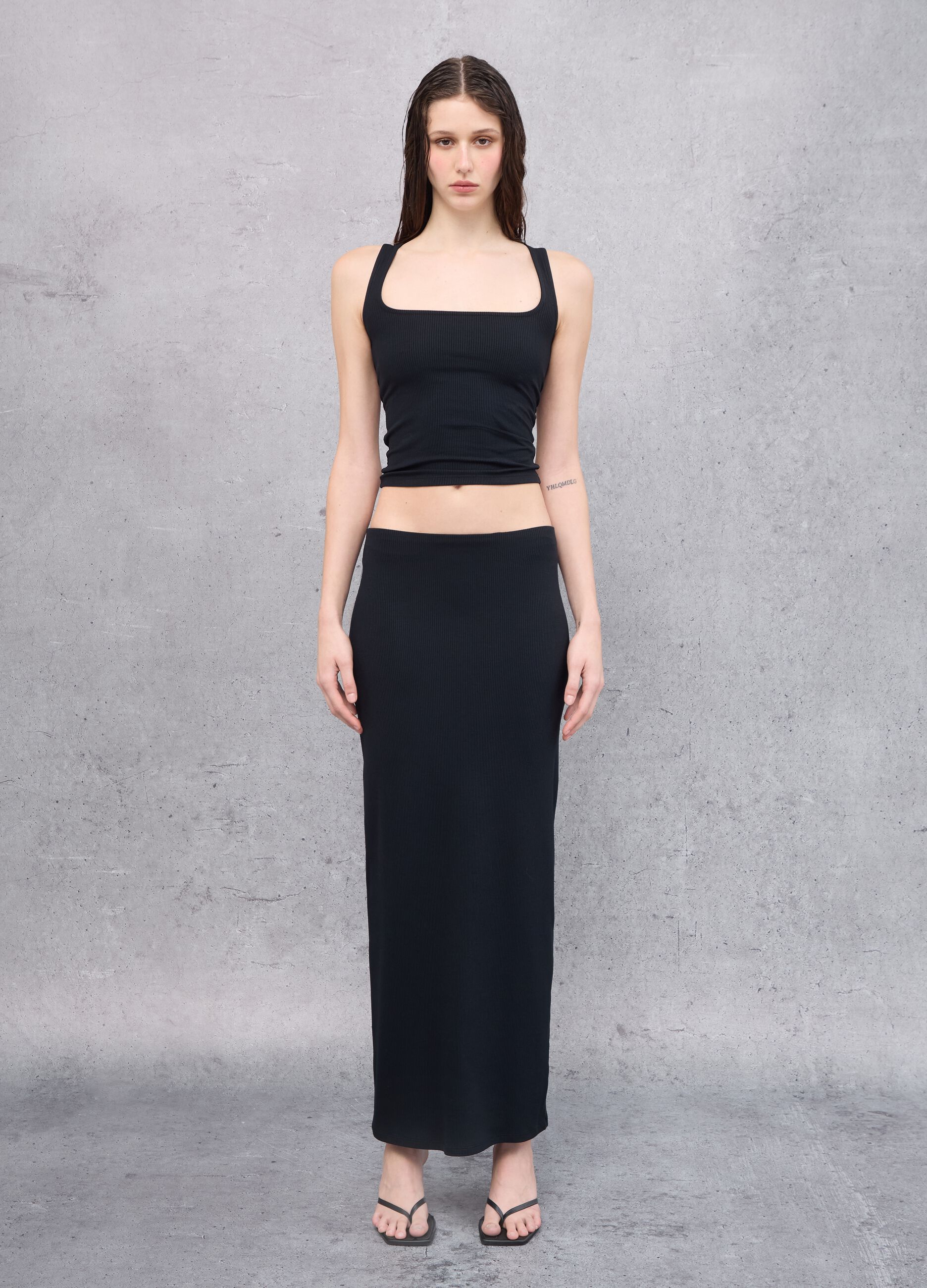 Square Neck Black Tank Top