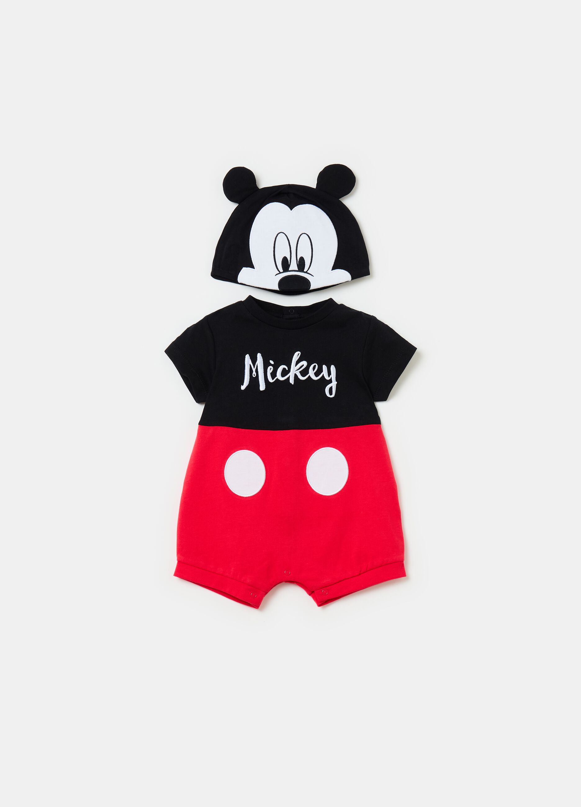 Set pagliaccetto e cuffia con orecchie Topolino