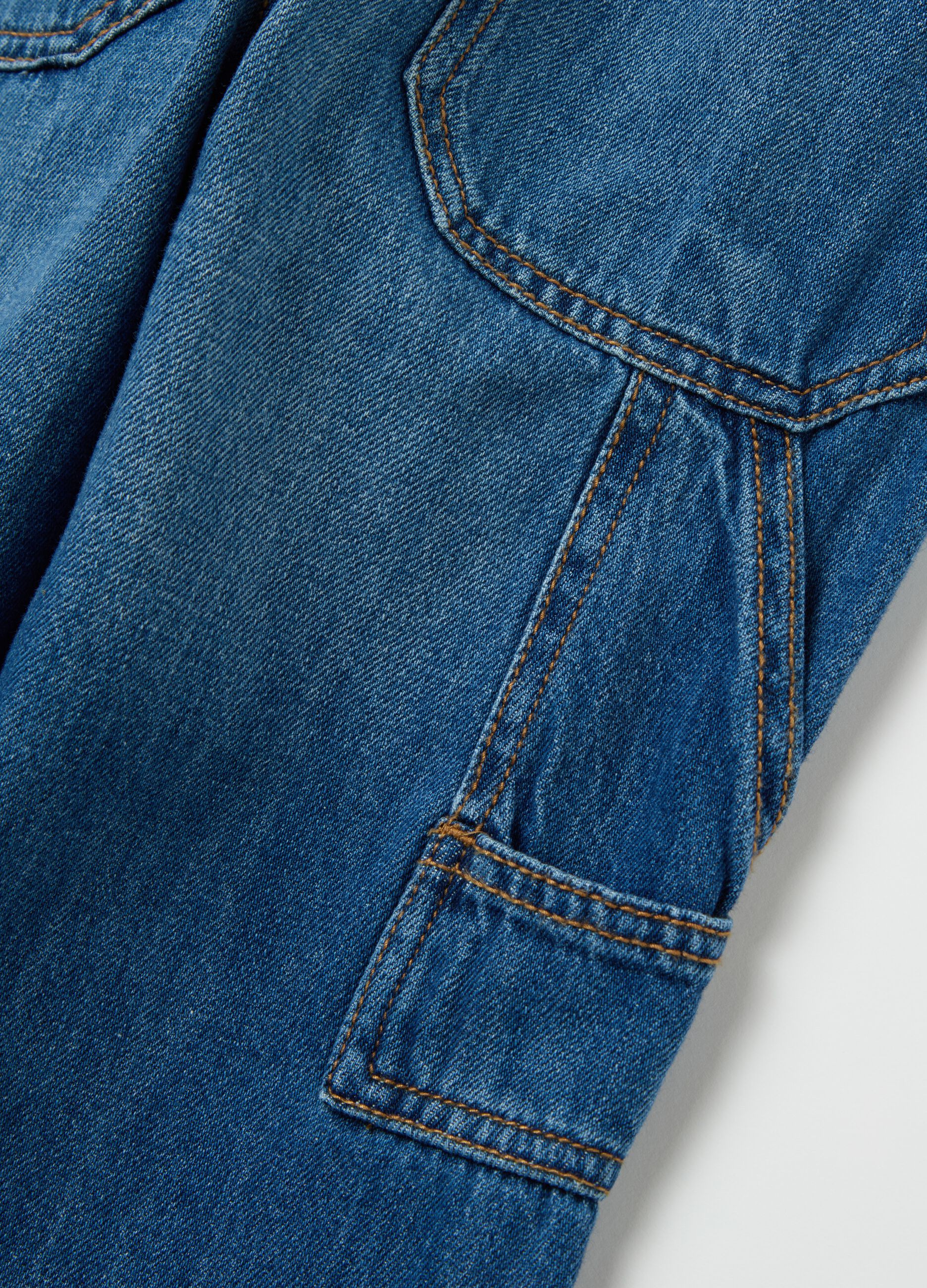 Parachute joggers in denim with drawstring