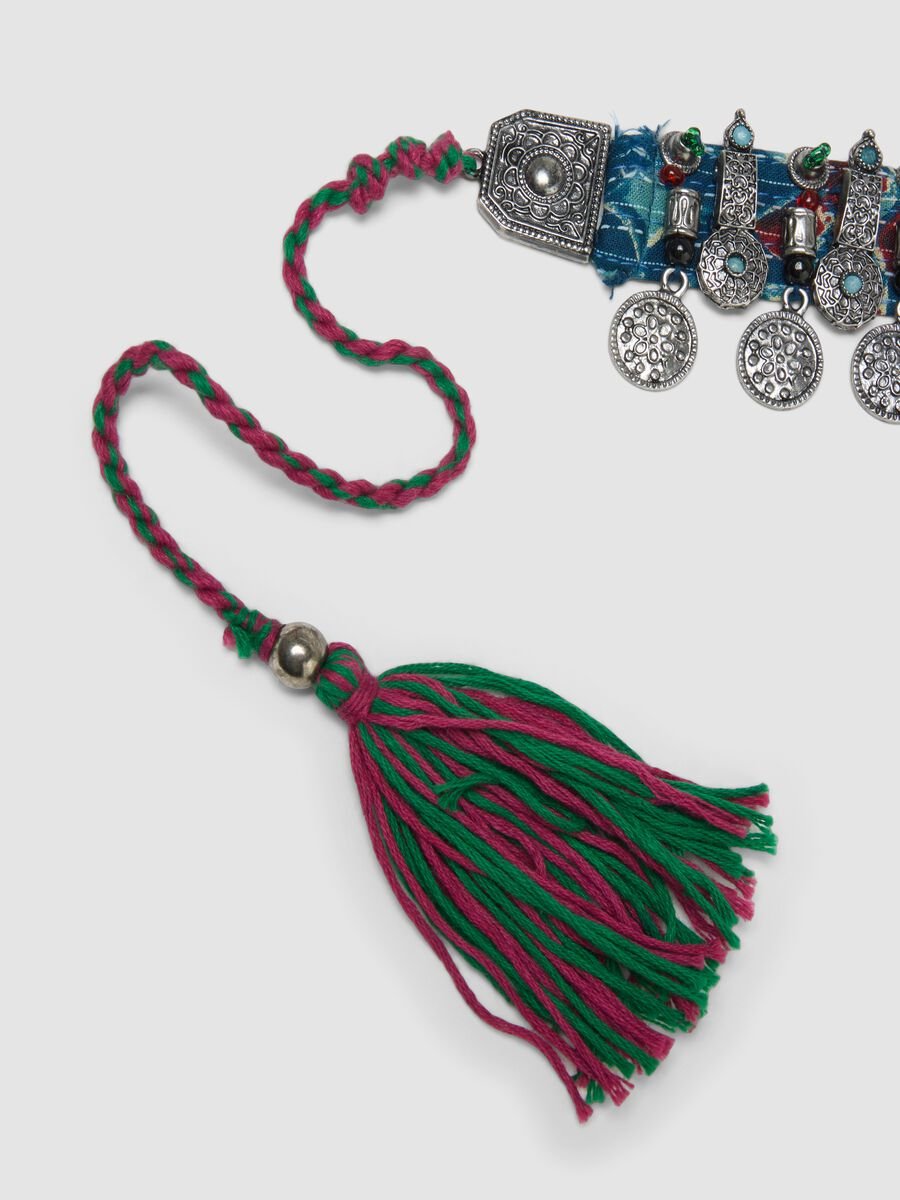 Collana in puro cotone multicolor con pendenti_2