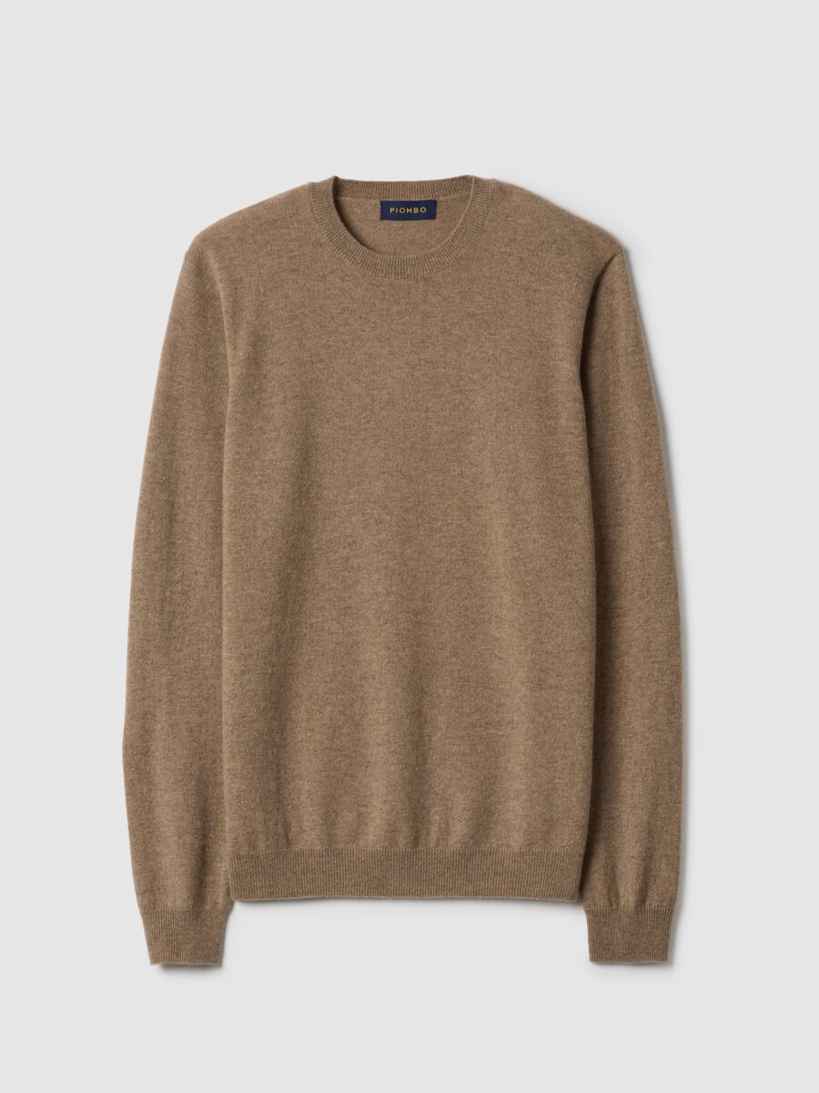 Beige crew neck pullover in pure cashmere regular fit_4