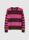 Multicoloured striped crew neck sweater in regular fit cotton blend_4