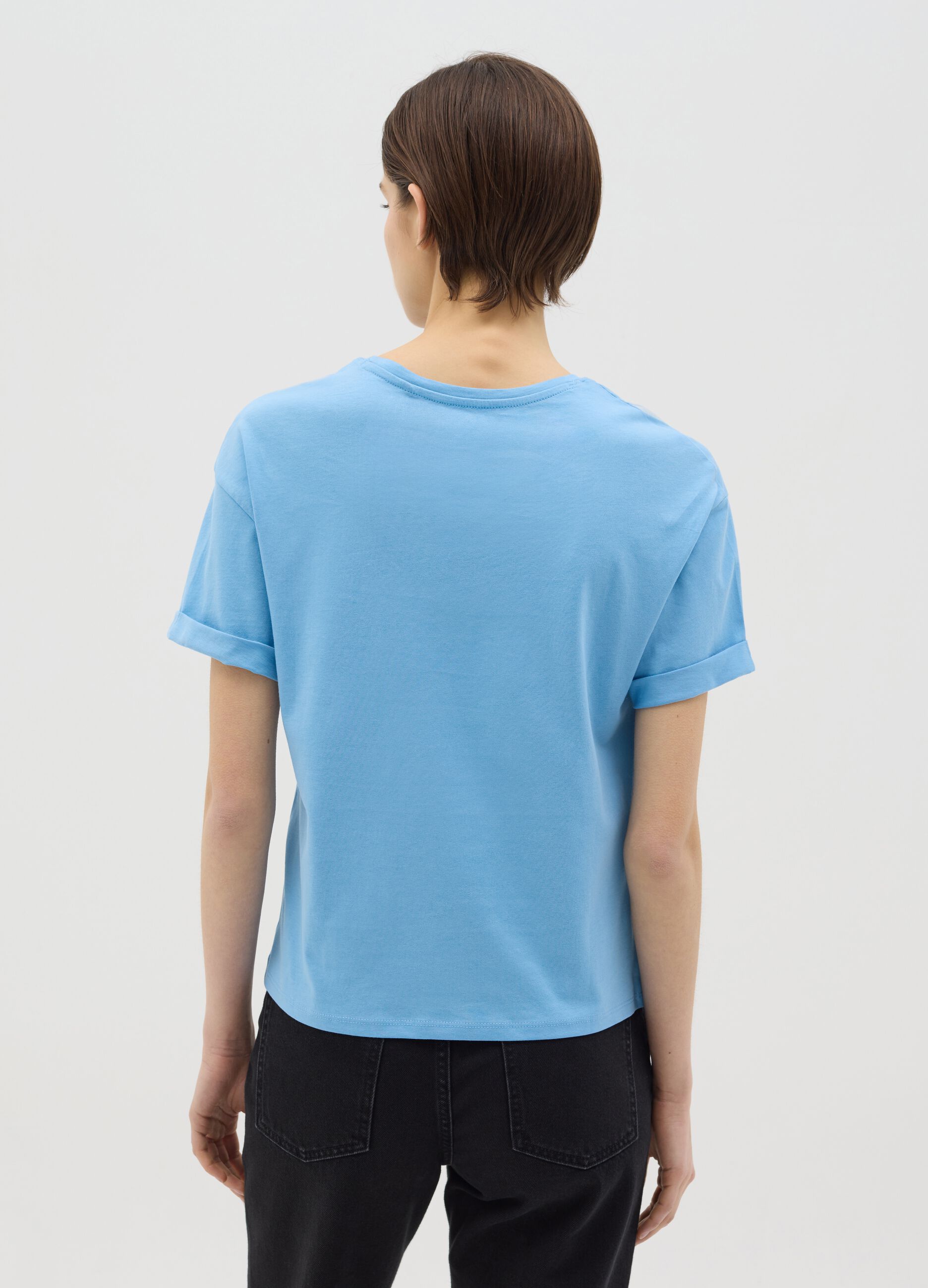 Light blue boxy-fit T-shirt in cotton