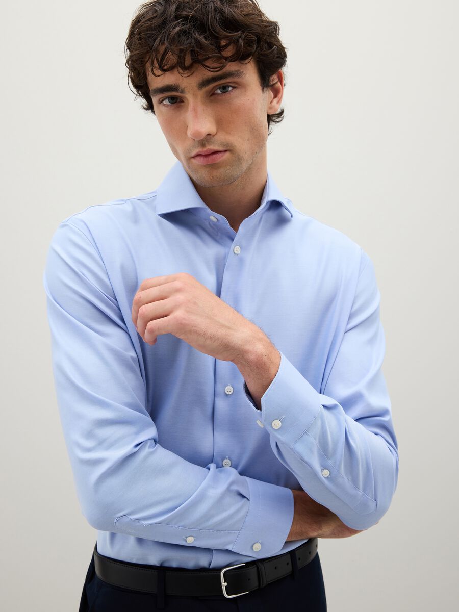 Regular fit azure pure cotton shirt_2