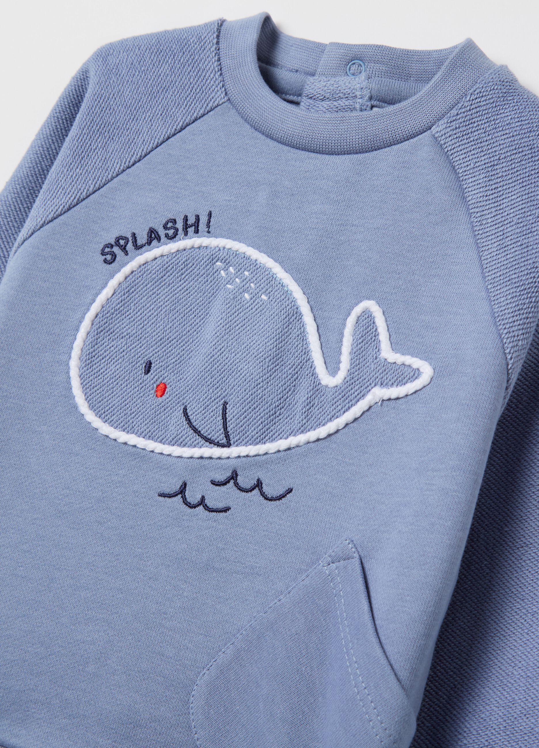 French terry set with whale embroidery