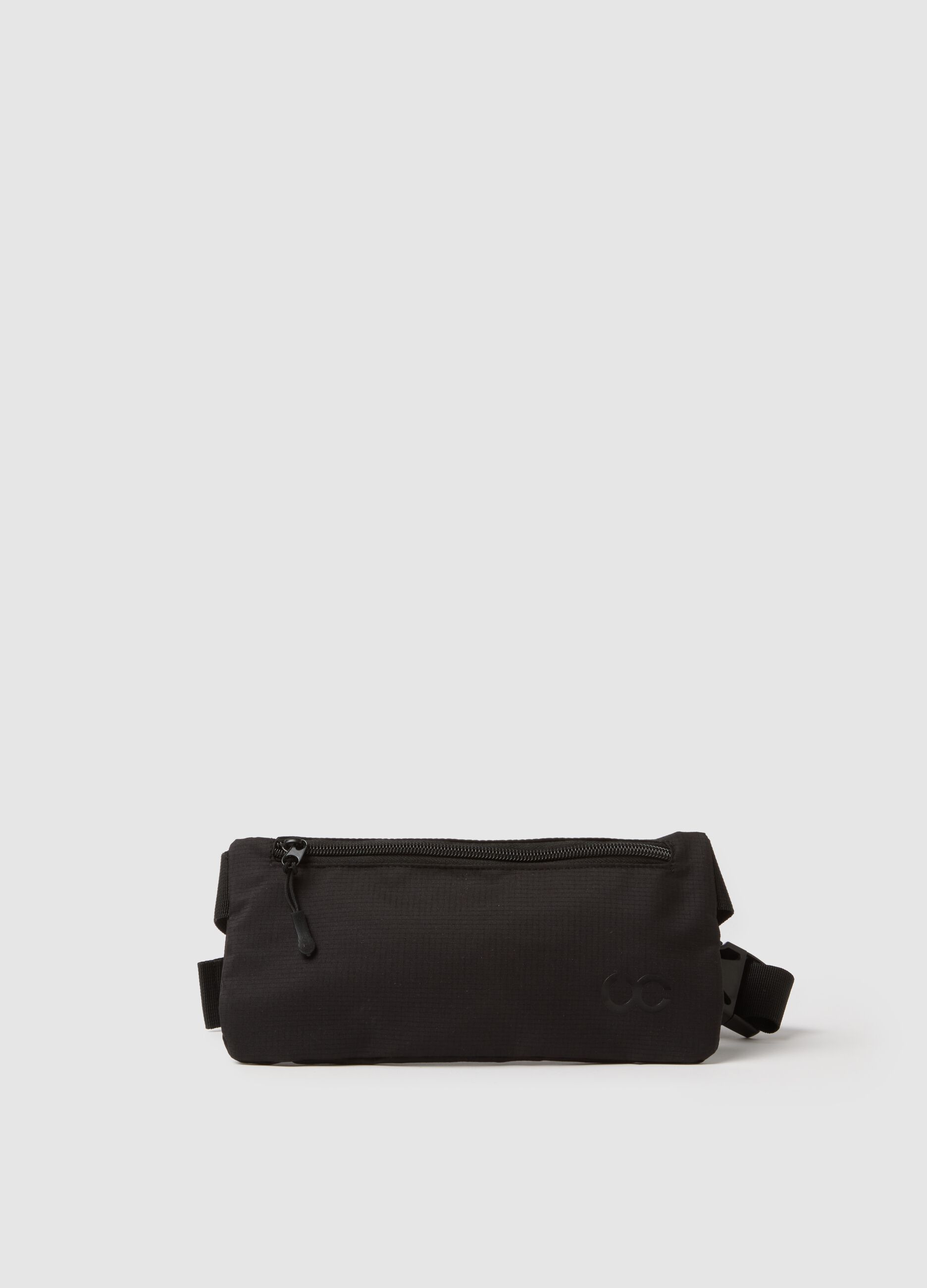 Black Belt Bag with Zip Closure