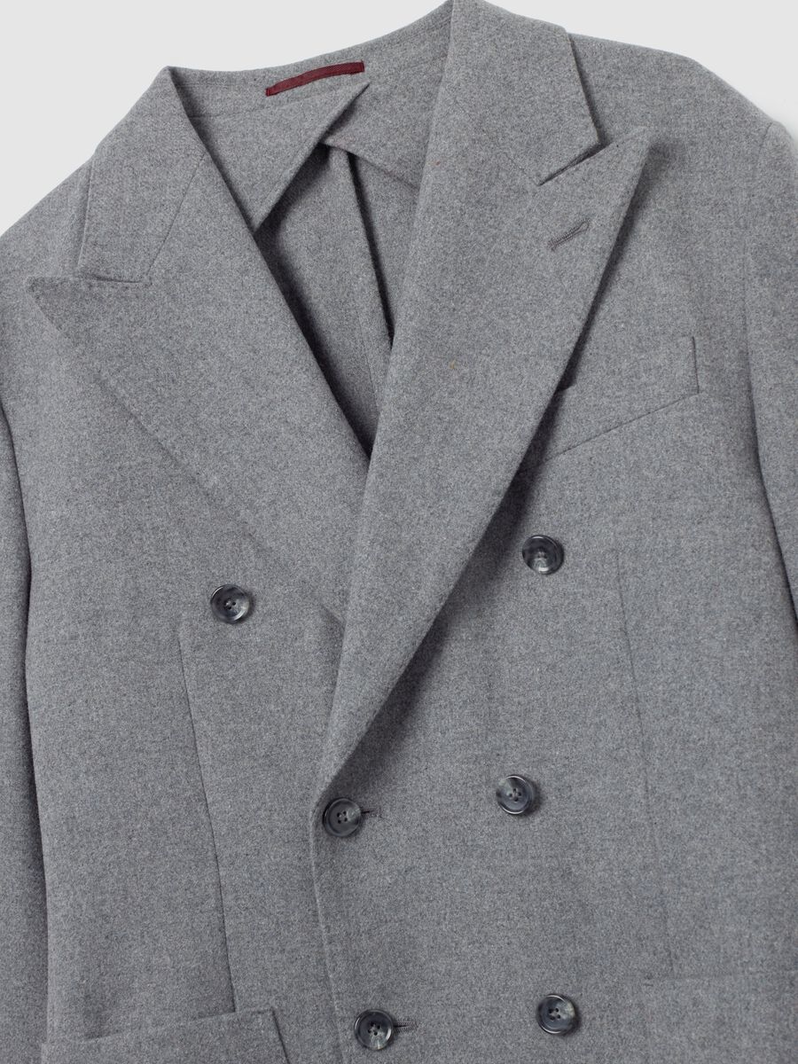 Grey Wool Blend Slim Fit Blazer_5