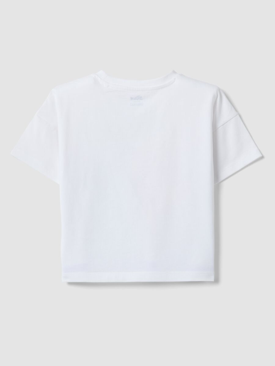 Girls' white stretch cotton t-shirt with Stitch print_1