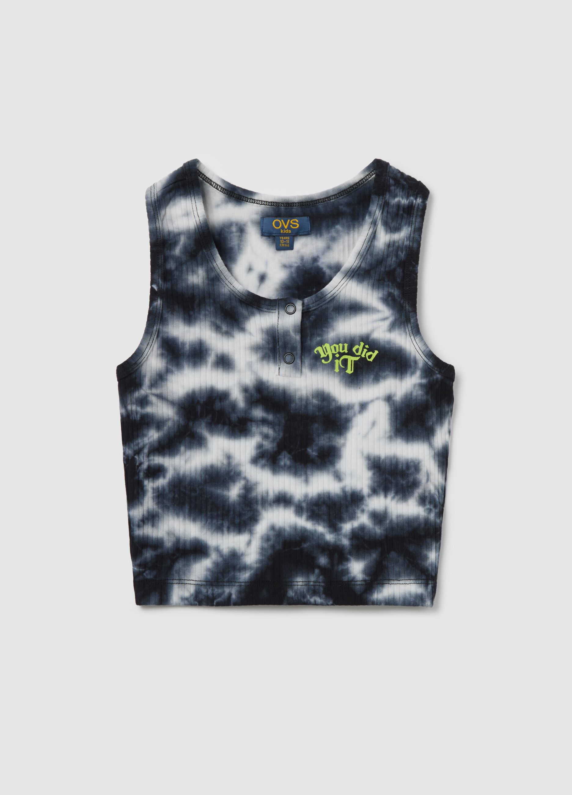 Blue vest in stretch cotton