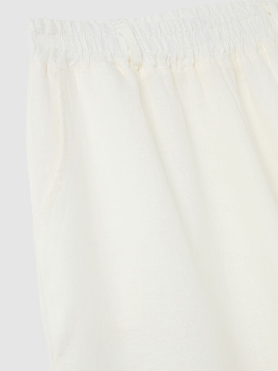 Pantaloni da donna in puro lino bianco regular fit_1