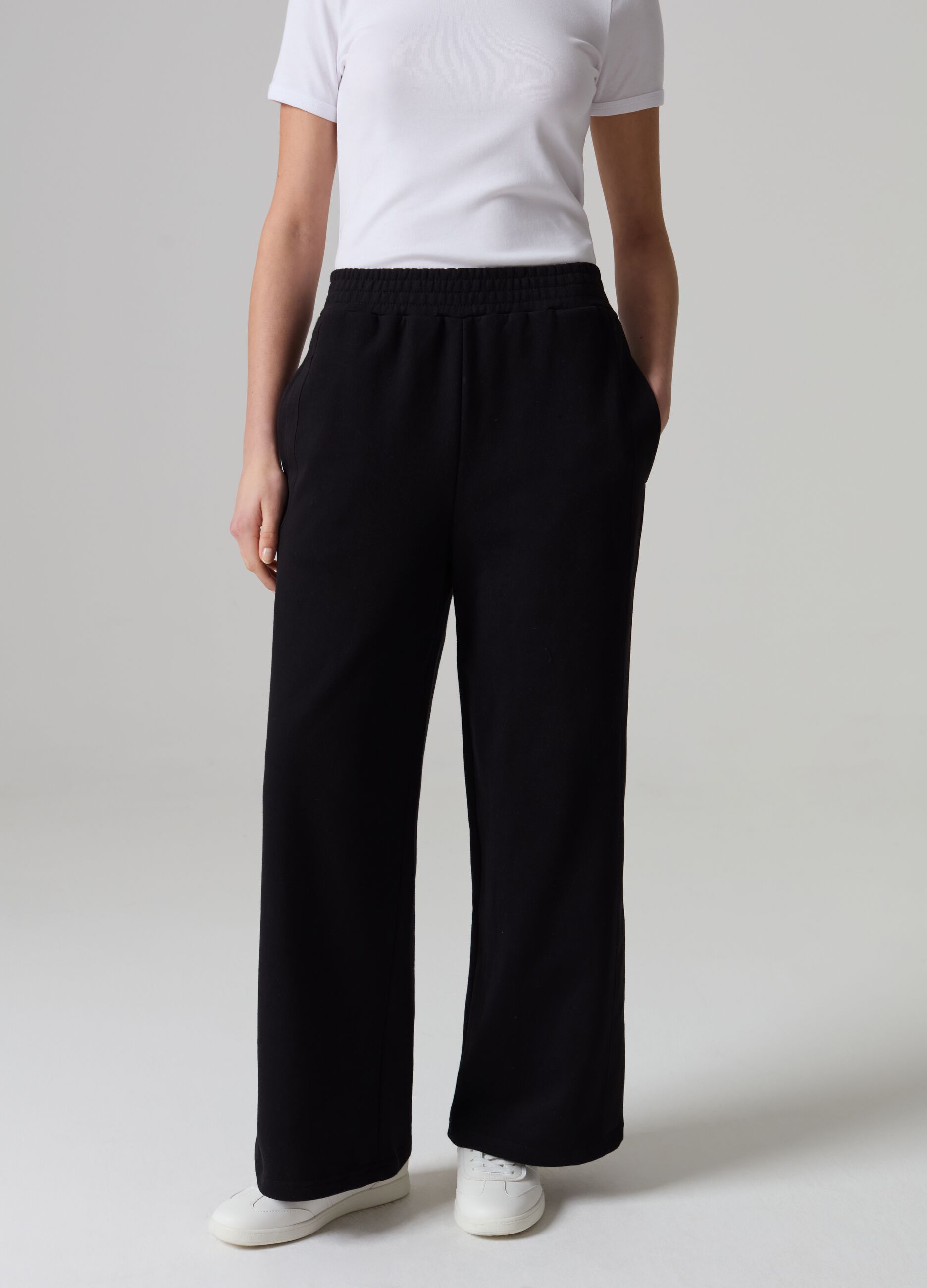 Wide-leg joggers in French terry