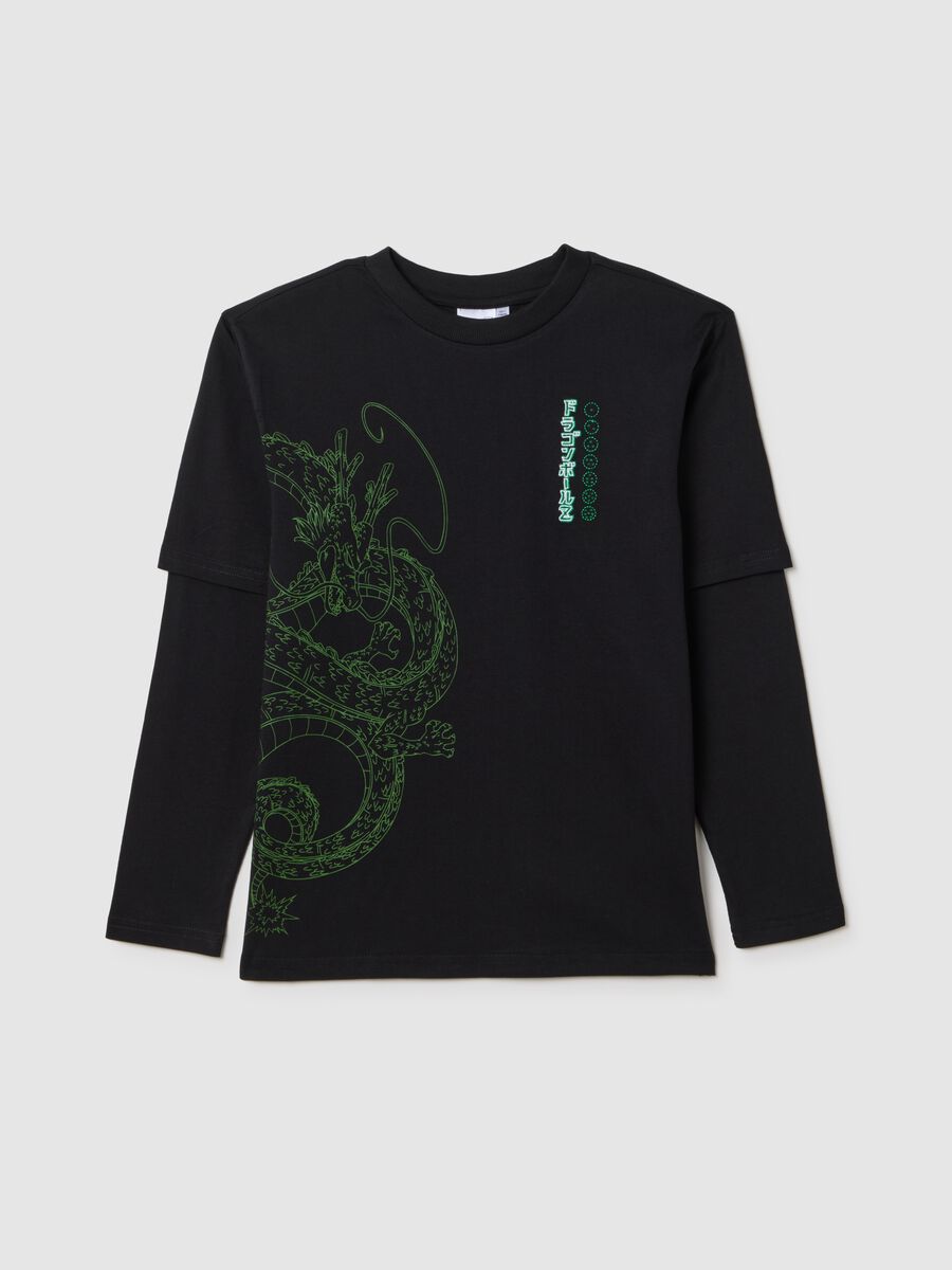 Maglietta da ragazzo in puro cotone nero oversize_0