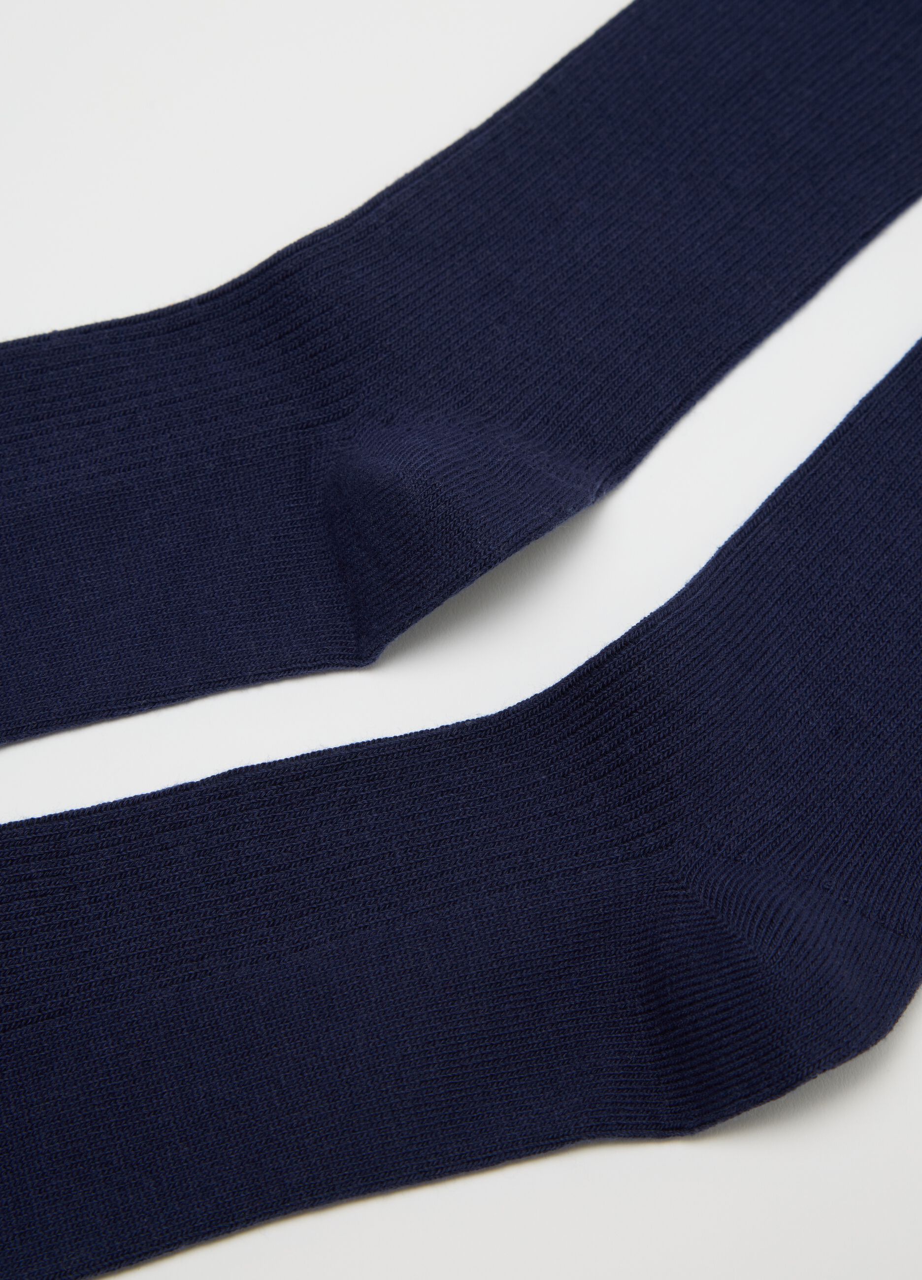 Blue stretch ribbed midi socks