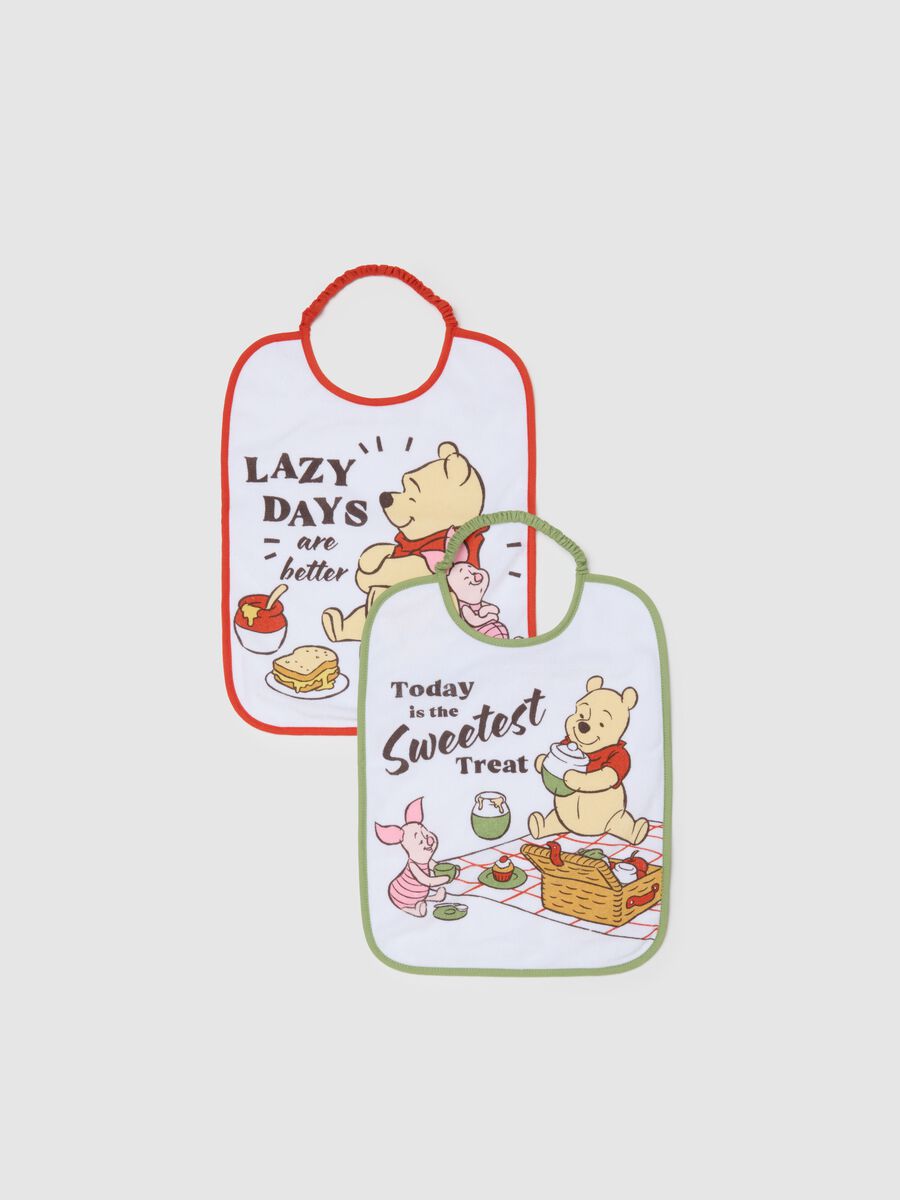 Twin-pack of white cotton mix bibs for newborn girls with Winnie the Pooh_0