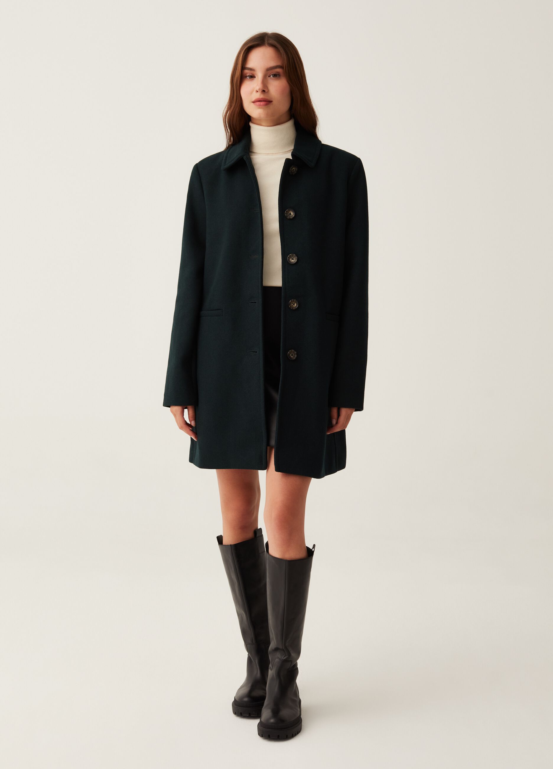 Cappotto monopetto con colletto