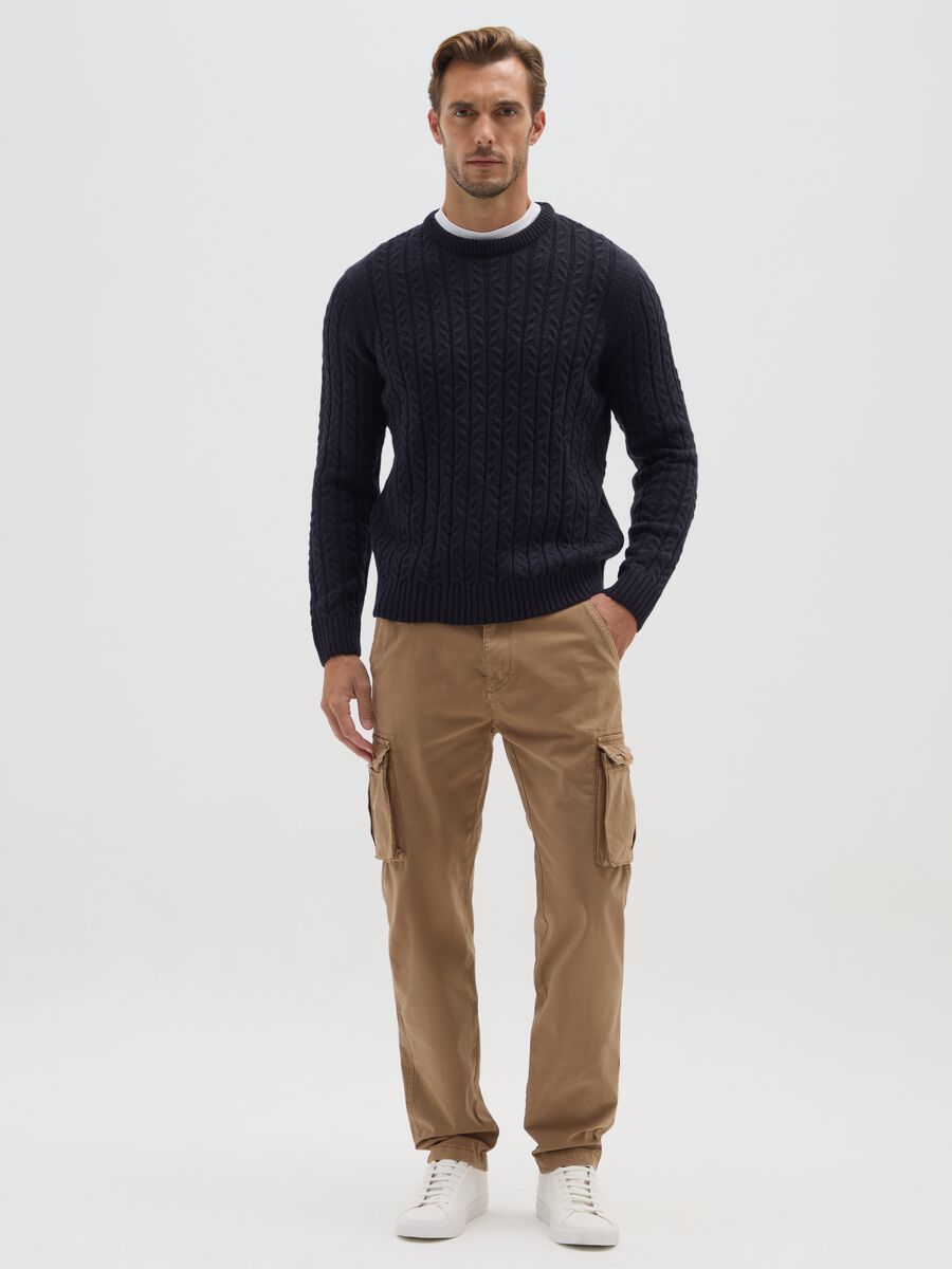 Blue Crew Neck Wool Blend Jumper_1