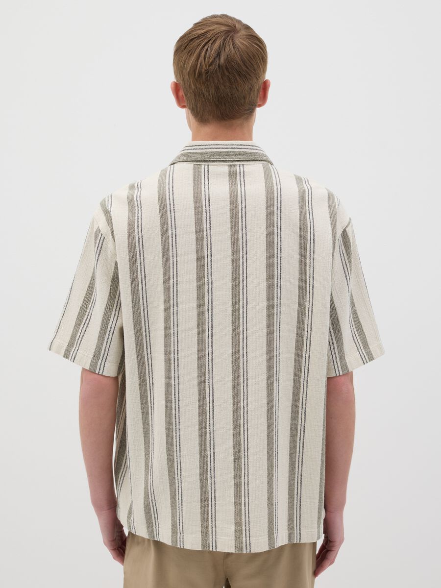 Oversized shirt with grey and beige stripes in cotton_2
