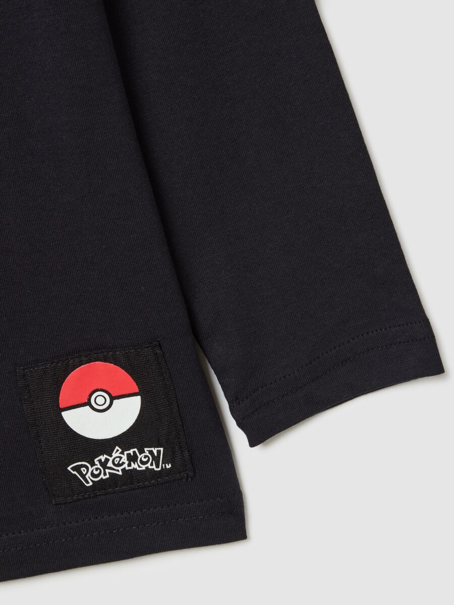 Children's black pure cotton regular fit T-shirt with Pokémon print_3