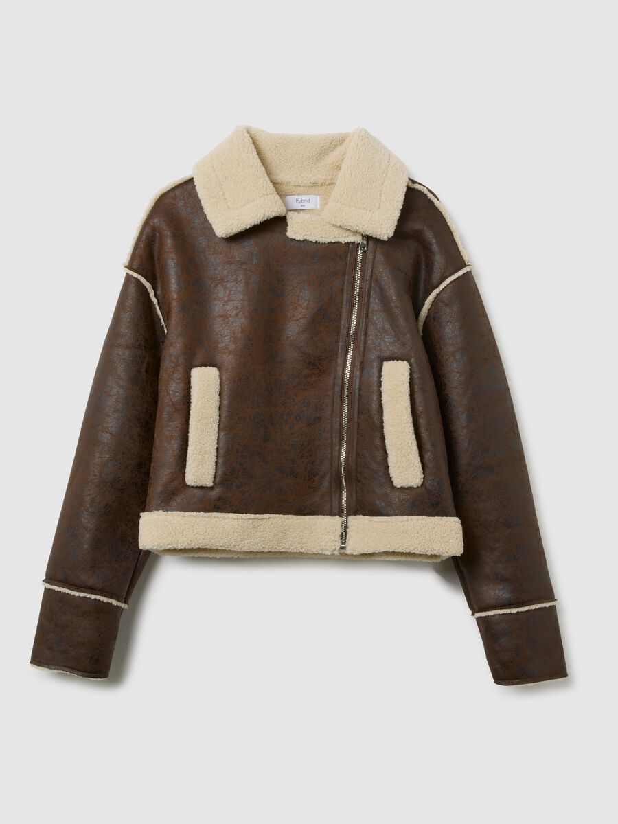 Giacca biker marrone regular fit_4
