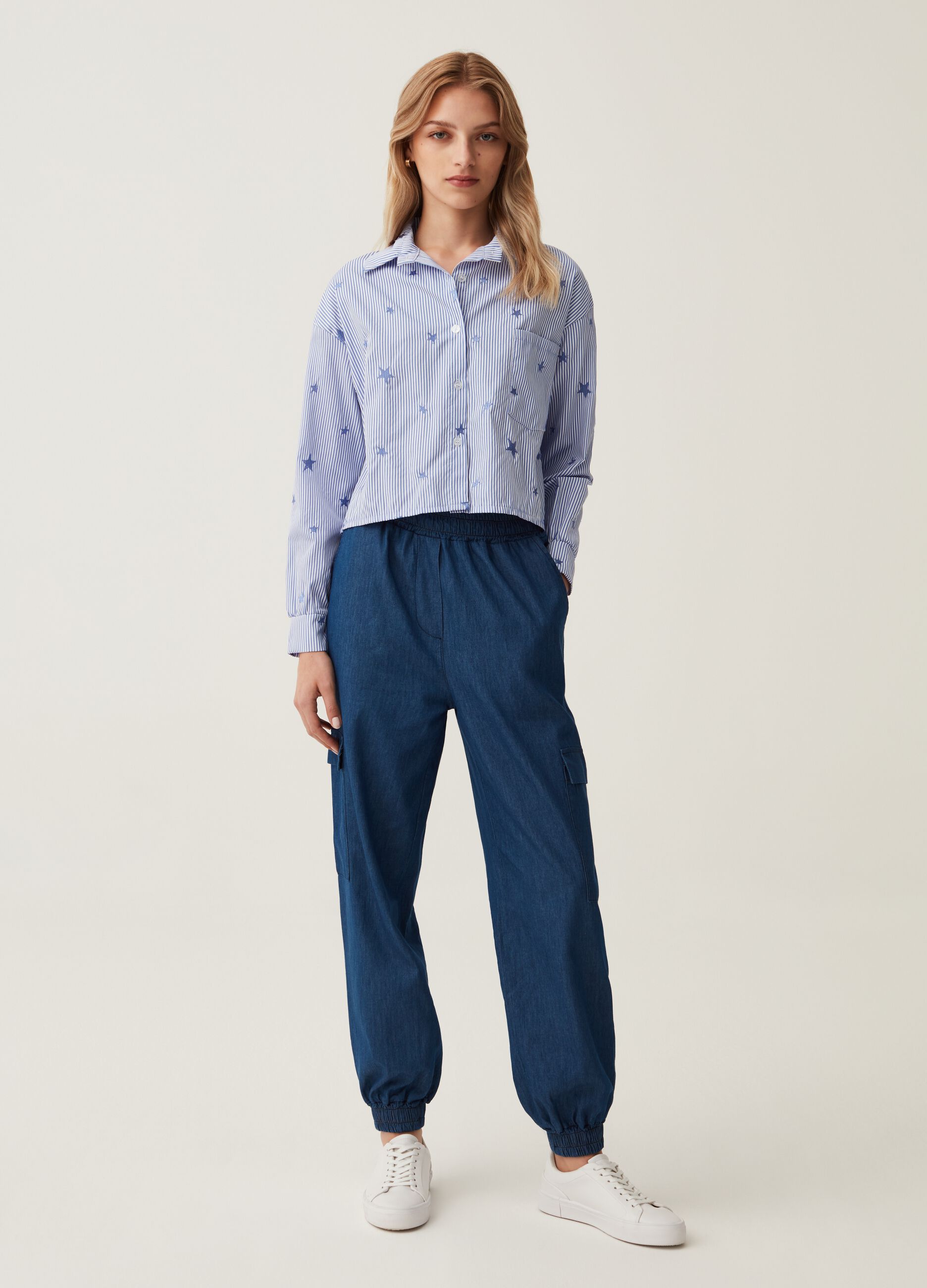 Camicia a righe con ricamo stelle Hybrid_1