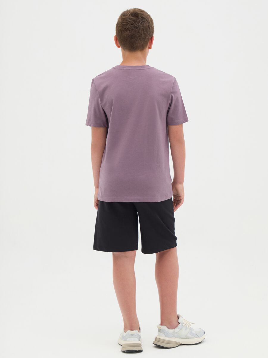 Set jogging da ragazzo in cotone viola e nero vestibilità rilassata_3
