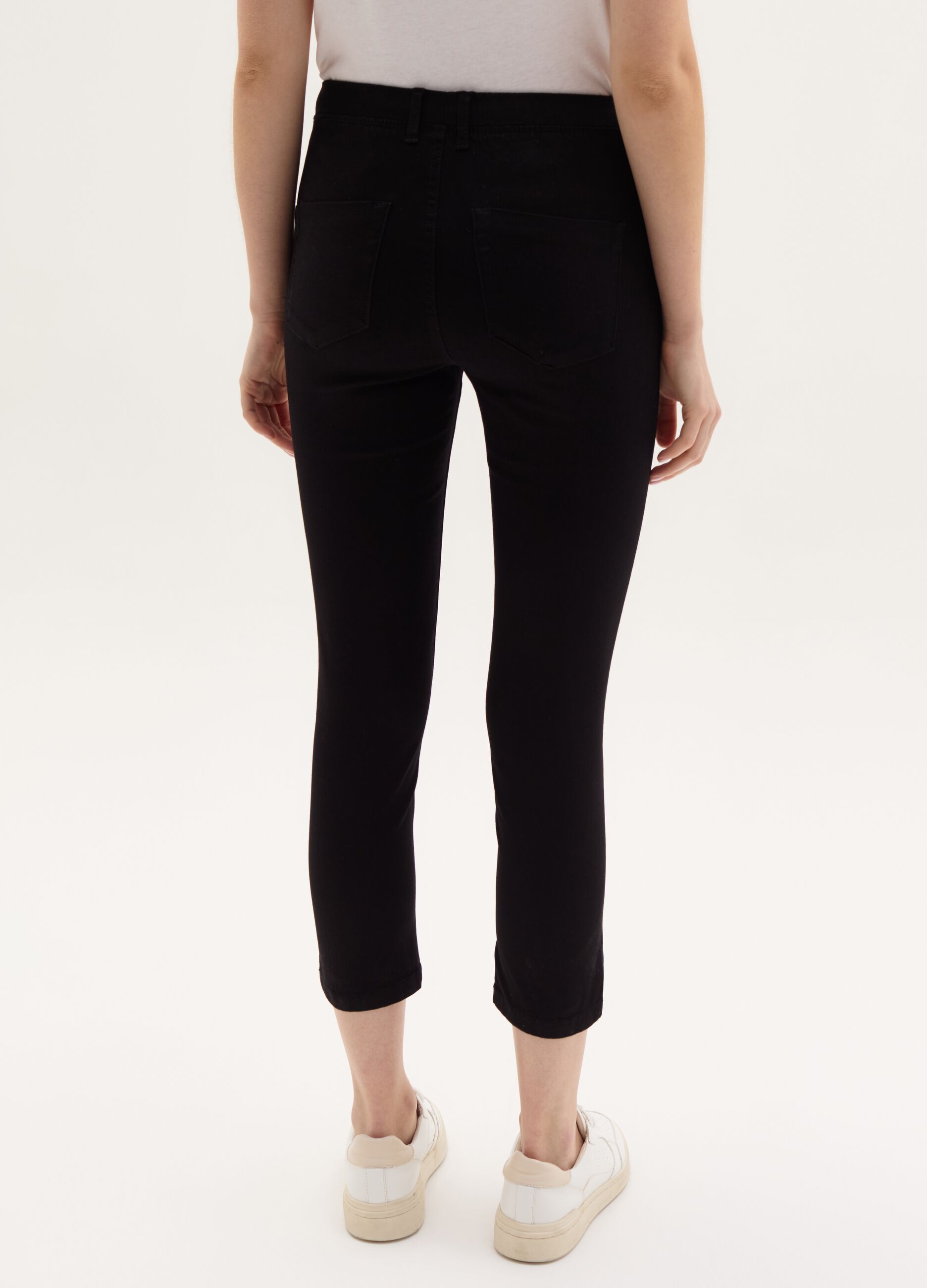 Jeggings crop skinny fit con spacchetti